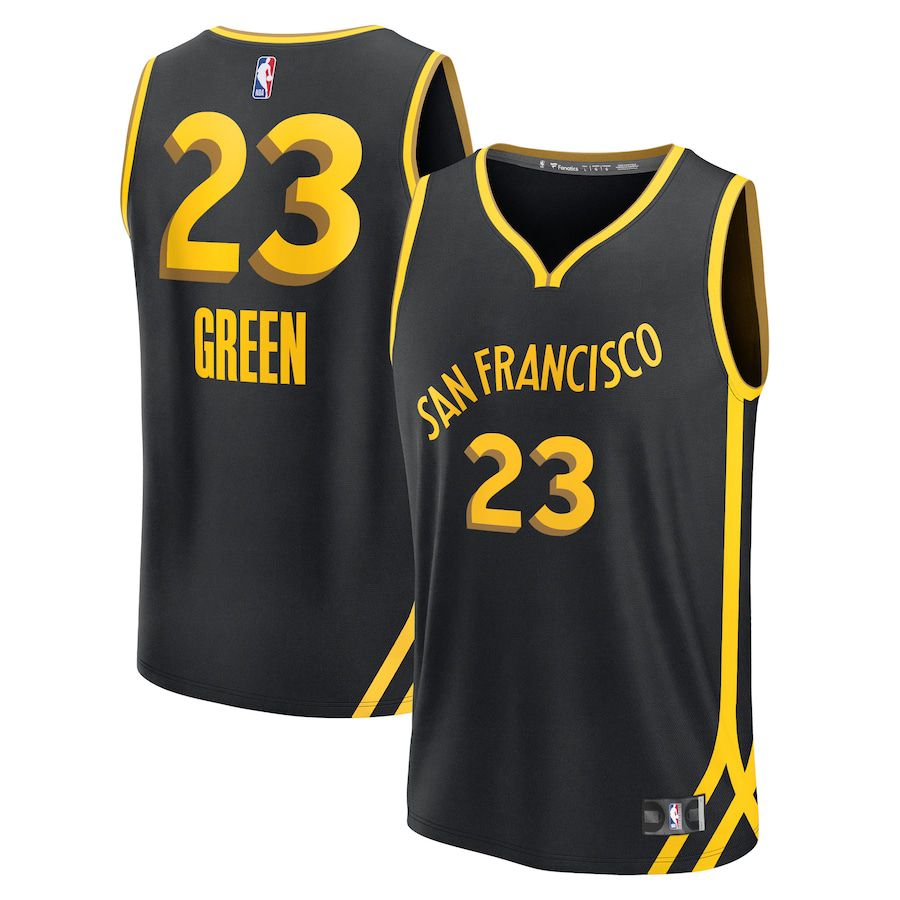 Men Golden State Warriors 23 Draymond Green Fanatics Branded Black City Edition 2023-24 Fast Break NBA Jersey